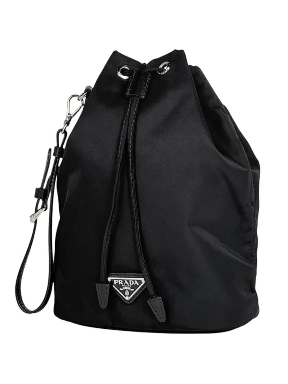 Prada Pouch Drawstring Nylon Nero